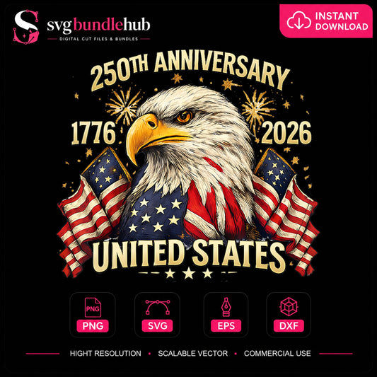 USA 250th Anniversary Bald Eagle 1776 2026 PNG