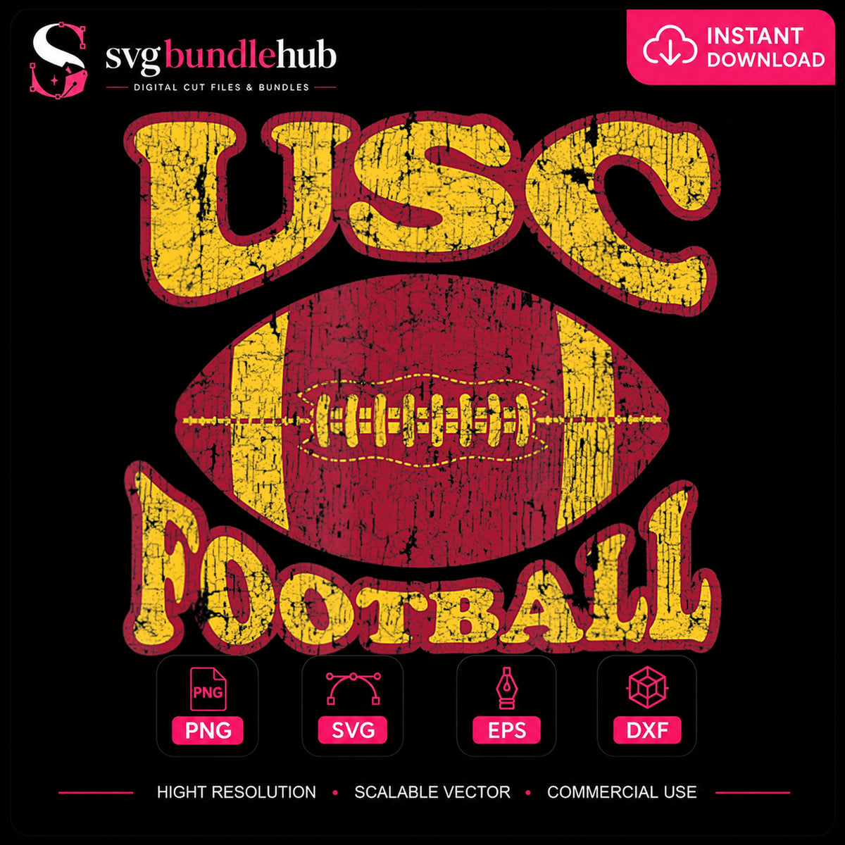 USC Football Distressed Grunge Vintage Varsity Spirit PNG