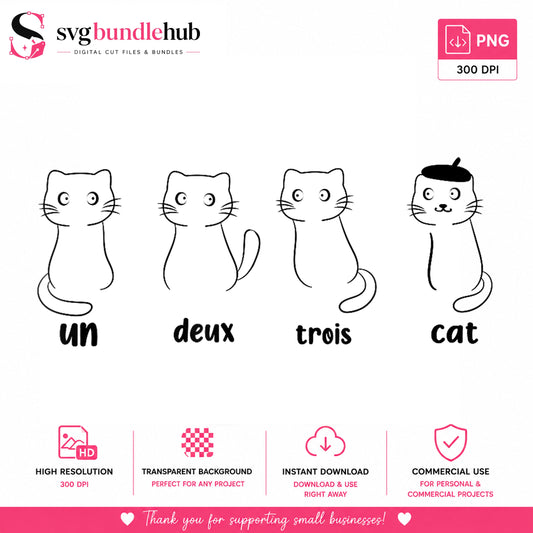 Un Deux Trois Cat Funny French Cats PNG, Cute Kitten Humor, Cat PNG