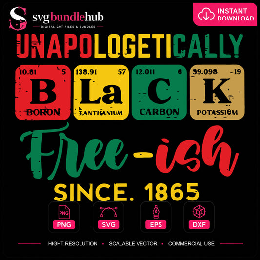 Unapologetically Black Free-ish Since 1865 Periodic PNG