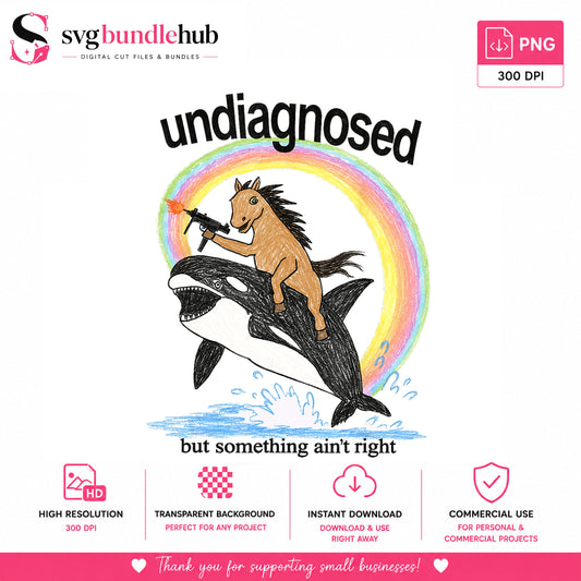 Undiagnosed But Something Aint Right PNG, Funny Horse Orca, Humor PNG