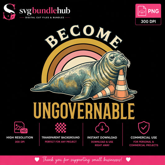 Ungovernable Seal Meme PNG, Funny Seal Traffic Cone PNG, Vintage PNG