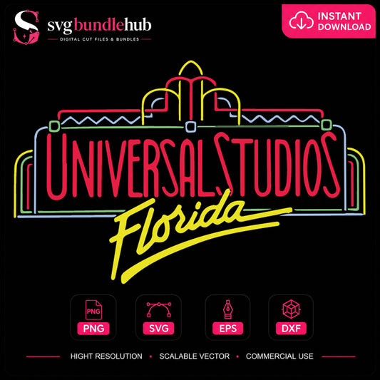 Universal Studios Florida SVG, Theme Park Neon Cricut Cut