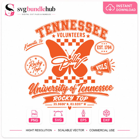 University of Tennessee Dolly Rocky Top Butterfly SVG