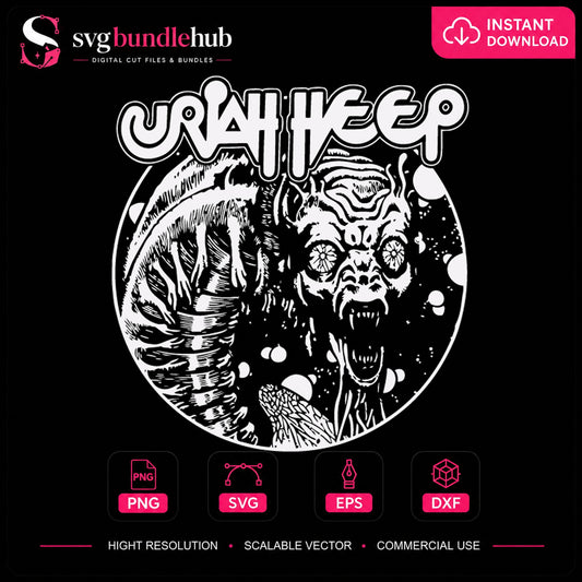 Uriah Heep Rock Band SVG, Vintage Monster Cricut Clipart
