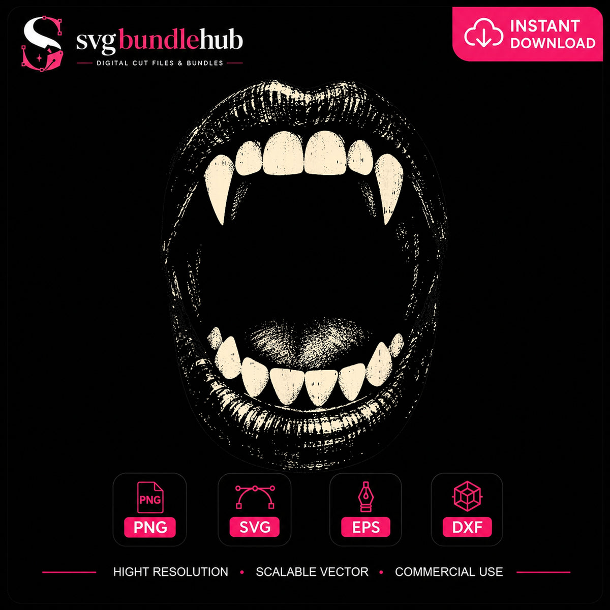 Vampire Fangs Mouth Open Horror Halloween PNG