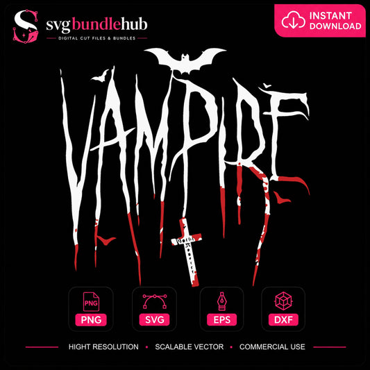 Vampire Halloween SVG, Spooky Bat Horror Cricut Clipart