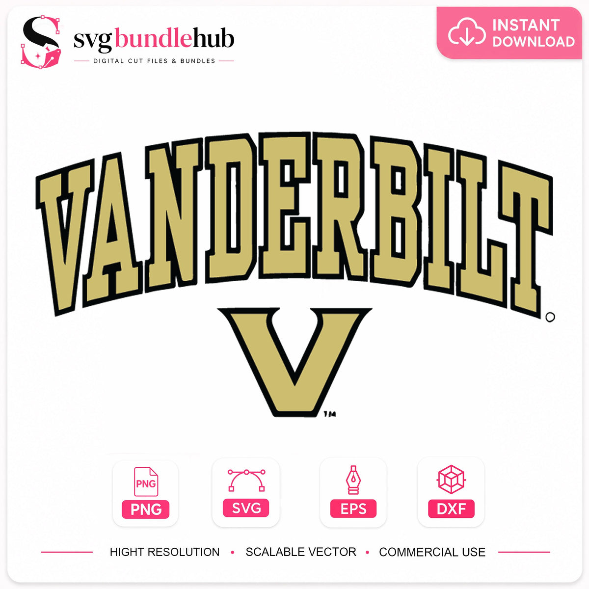 Vanderbilt Commodores Arched Logo Cricut Cut File SVG