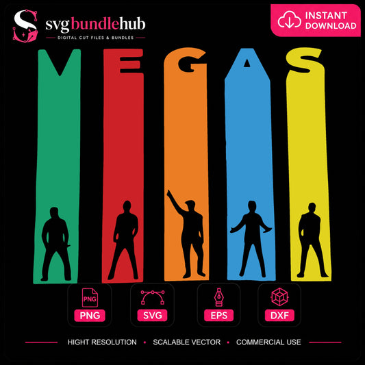 Vegas Colorful Silhouette SVG, Music Band Cricut Cut File