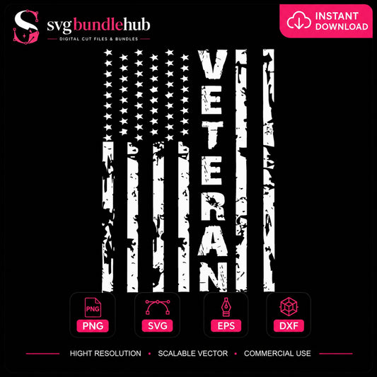 Veteran American Flag SVG, Patriotic Military Cricut File