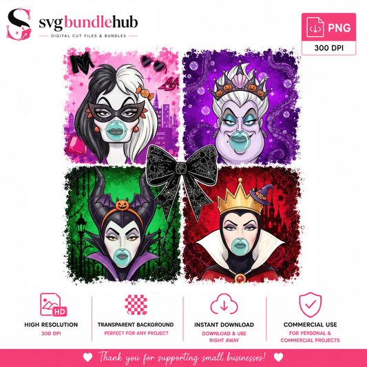 Villain Queens Halloween PNG | SvgBundleHub