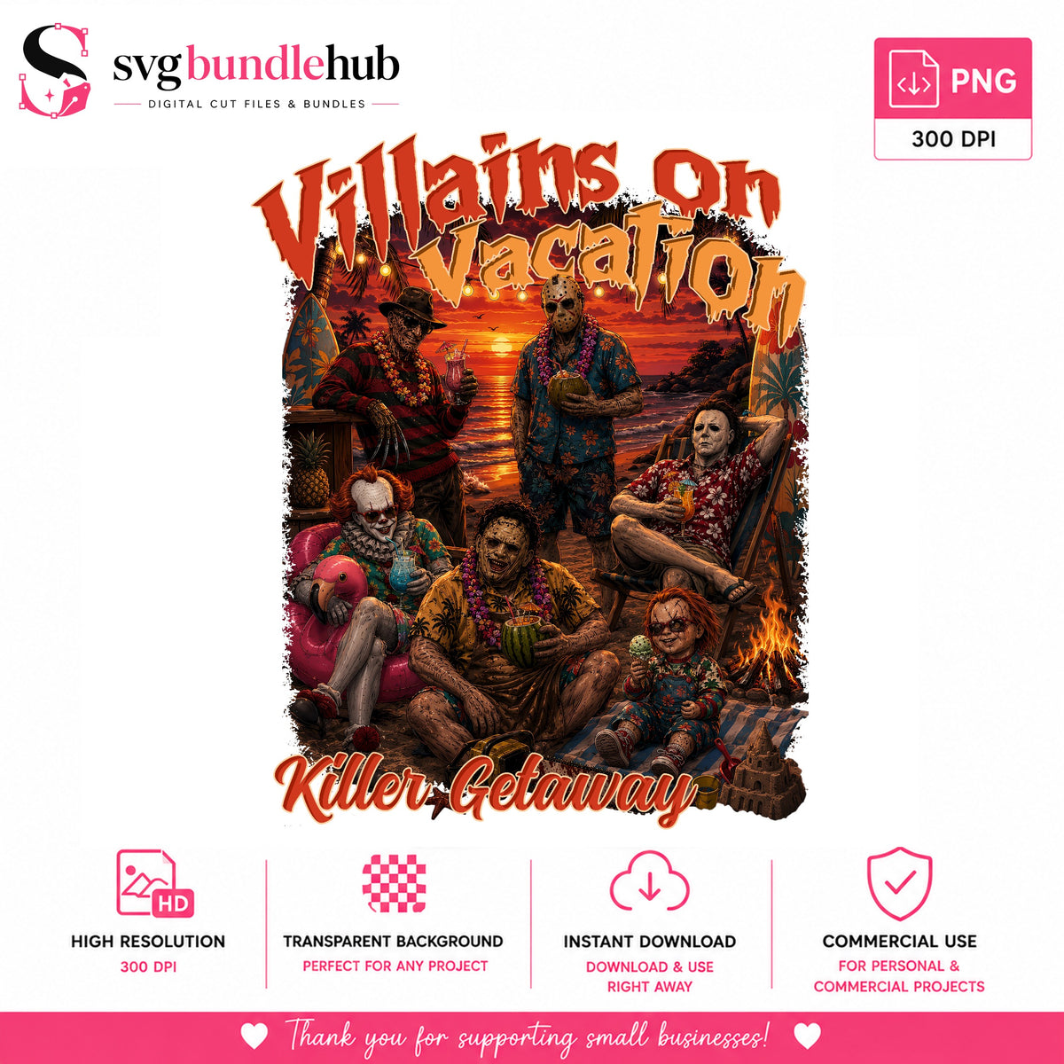 Villains on Vacation Killer Getaway PNG | SvgBundleHub