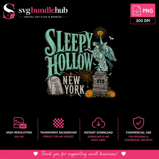 Vintage Sleepy Hollow New York PNG, Halloween Shirt PNG, Spooky Season PNG