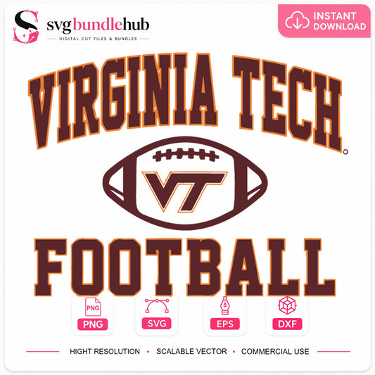 Virginia Tech Football VT Logo SVG, College Team Cricut File