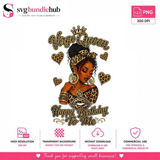 Virgo Queen Happy Birthday To Me Clipart, Leopard Black Woman Crown