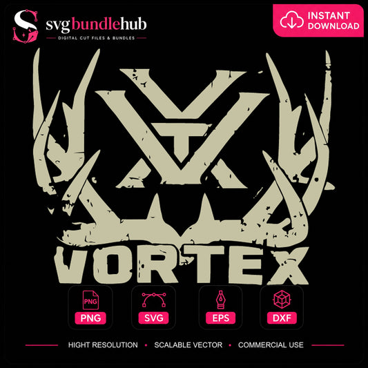 Vortex Optics Antler Logo SVG, Hunting Cricut Cut File