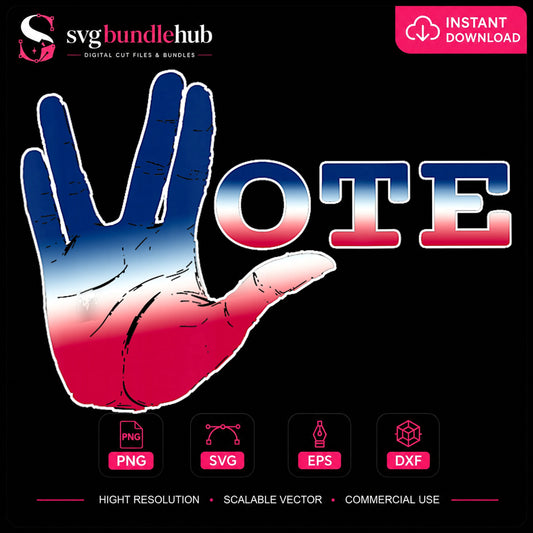 Vote Vulcan Salute Red White Blue Patriotic PNG