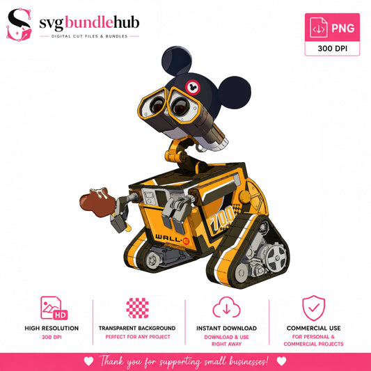 Wall-E Mickey Ears Disney Robot PNG | SvgBundleHub