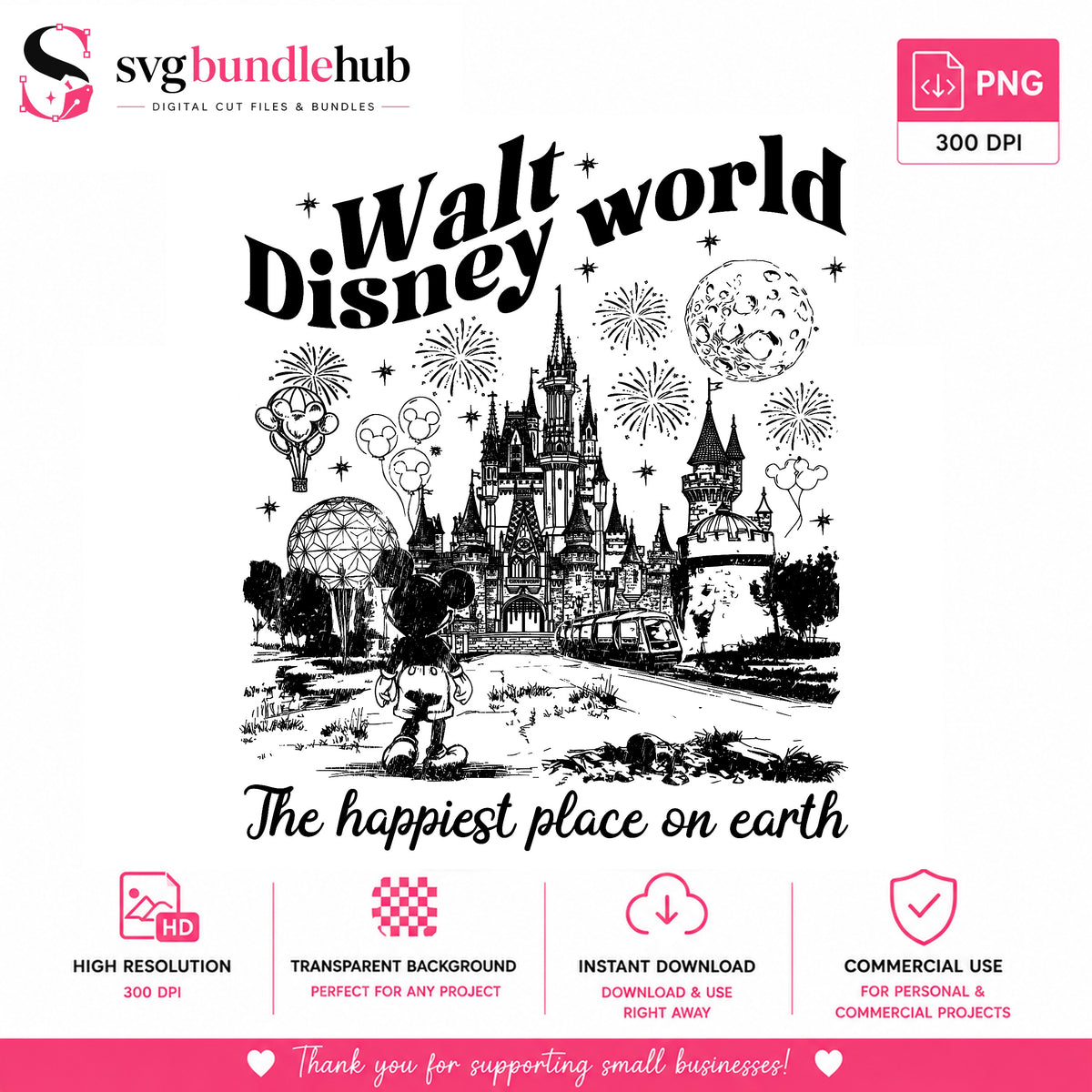 Walt Disney World Happiest Place PNG | SvgBundleHub