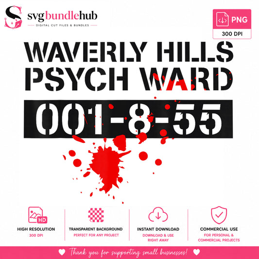 Waverly Hills Psych Ward Blood Splatter PNG, Horror, Halloween PNG