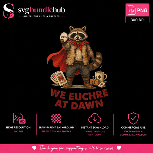 We Euchre At Dawn Raccoon Clipart, Red Cape Dealer Card Game, Neon v8