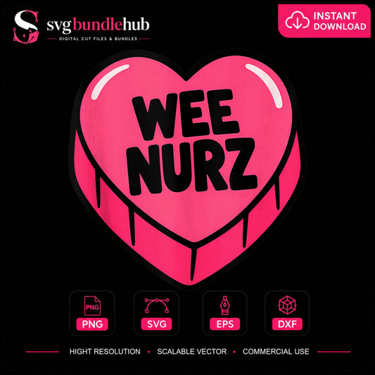 Wee Nurz Candy Heart Drip Valentine Nurse PNG