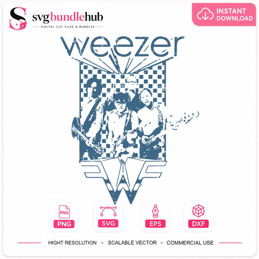 Weezer Rock Band SVG, Retro Music Cricut Cut File