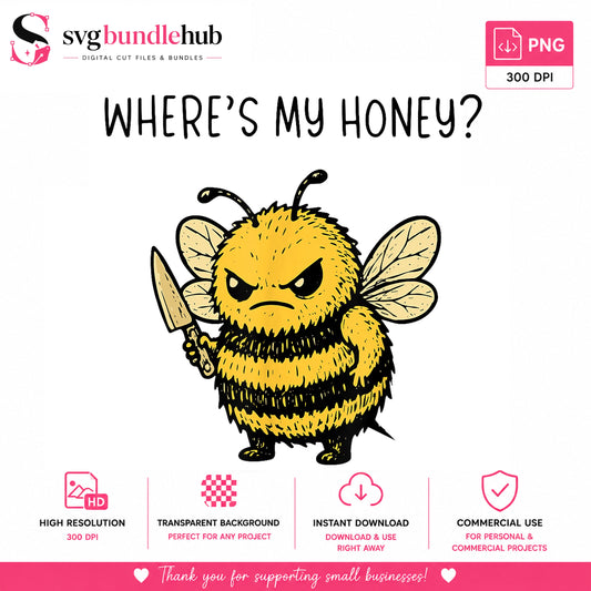 Wheres My Honey Angry Bee PNG, Funny Bee Clipart, Bee PNG