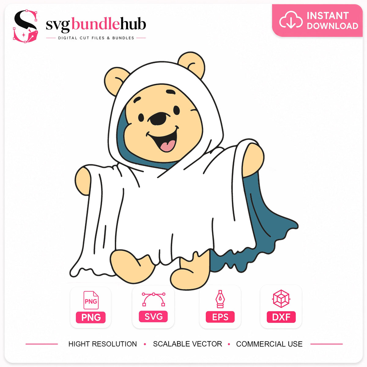 Winnie The Pooh Ghost Halloween Cricut Clipart SVG