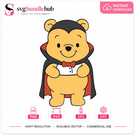 Winnie The Pooh Vampire Halloween Cricut Cut File SVG