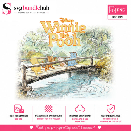 Winnie the Pooh Friends Bridge PNG | SvgBundleHub