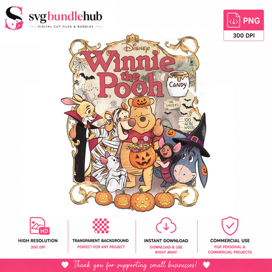 Winnie the Pooh Halloween PNG, Trick or Treat | SvgBundleHub