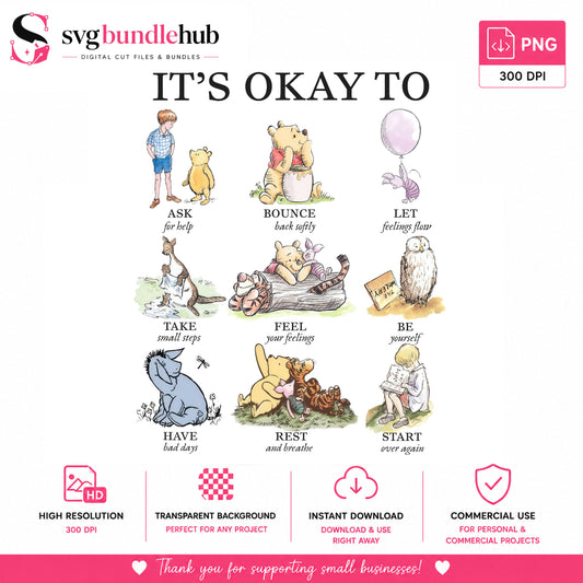 Winnie the Pooh It's Okay To PNG | SvgBundleHub