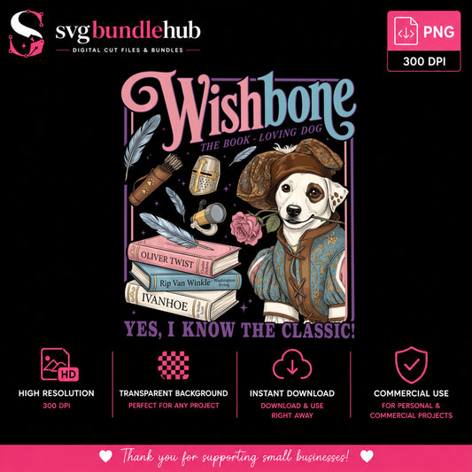 Wishbone The Book Loving Dog PNG, Retro Dog PNG, Book Lover PNG