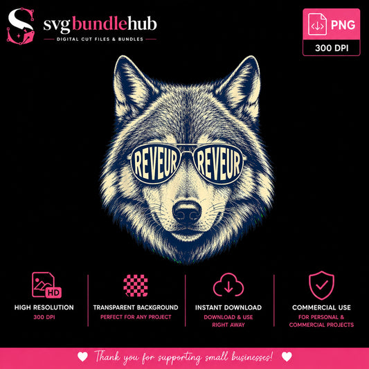 Wolf With Sunglasses PNG, Reveur Wolf Shirt Design, Cool Wolf PNG