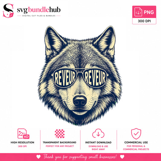 Wolf With Sunglasses Reveur PNG, Cool Wolf Head PNG, Wolf PNG