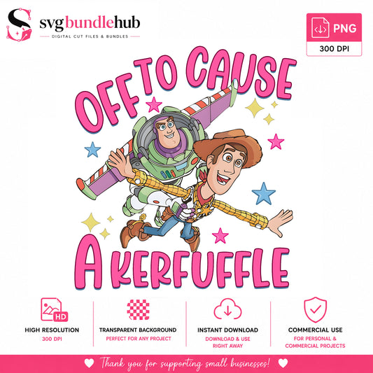 Woody & Buzz Off to Cause a Kerfuffle PNG | SvgBundleHub