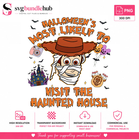 Woody Haunted House Halloween PNG, Funny Toy | SvgBundleHub