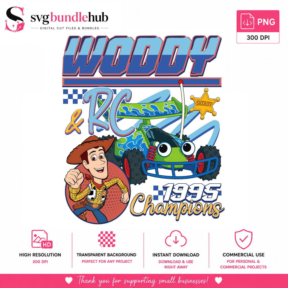 Woody & RC 1995 Champions Racing PNG | SvgBundleHub