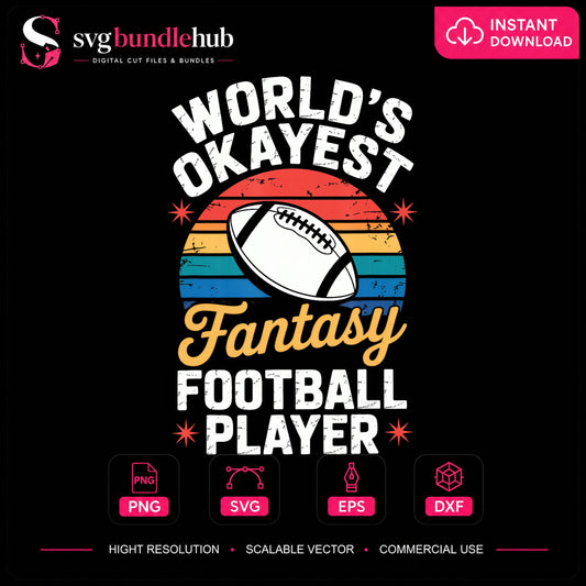 World's Okayest Fantasy Football Player Retro PNG