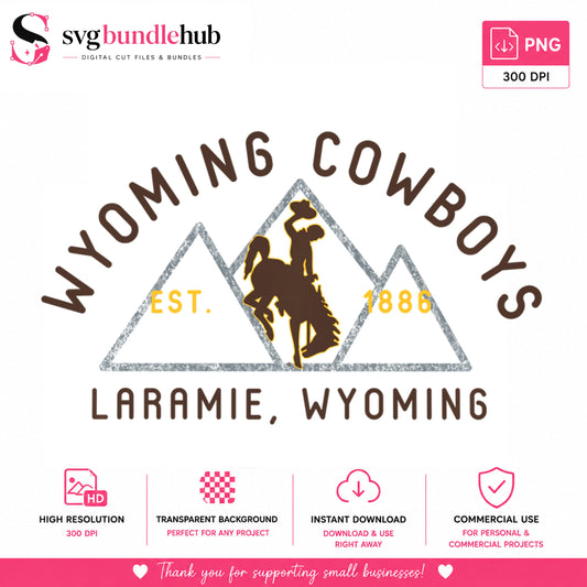 Wyoming Cowboys Est 1886 Laramie PNG, Rodeo Cowboy, College PNG