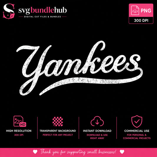 Yankees Grunge PNG, Baseball Team Distressed Shirt, PNG