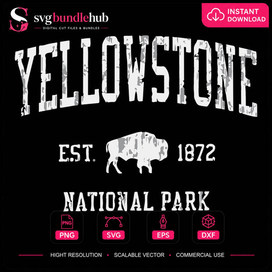 Yellowstone National Park Est 1872 Bison Cricut SVG