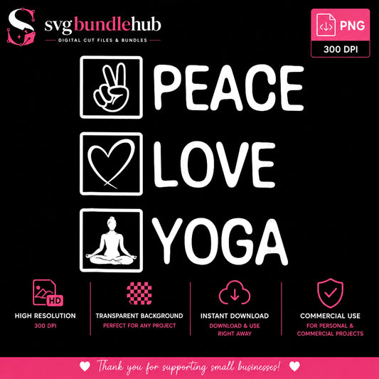 Yoga Meditation PNG, Peace Love Yoga Design, Yoga Gift PNG