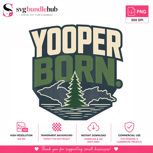 Yooper Born Michigan Upper Peninsula Clipart, Forest Pine Tree Shield
