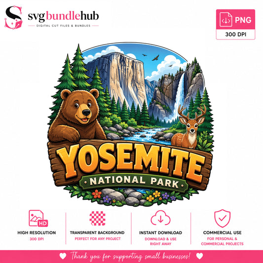Yosemite National Park PNG, Bear Deer Nature Clipart, Camping PNG
