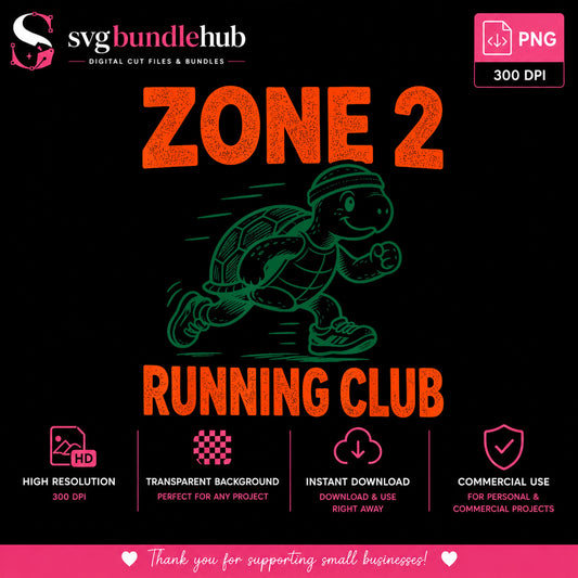 Zone 2 Running Club PNG, Funny Turtle Runner, Marathon PNG