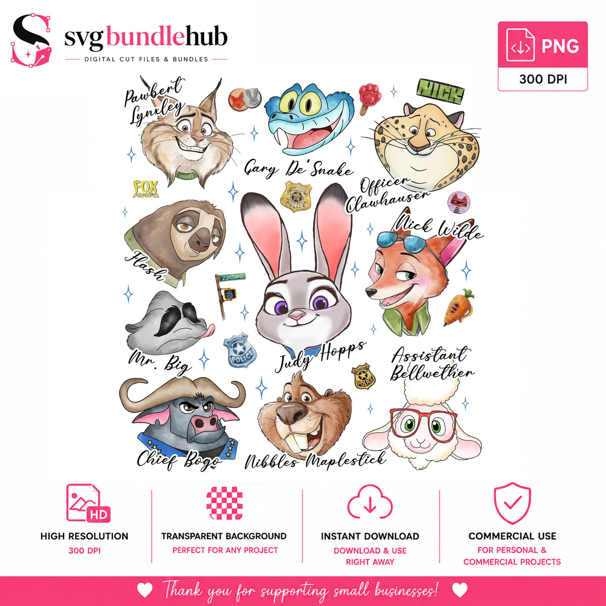 Zootopia Characters Bundle PNG | SvgBundleHub
