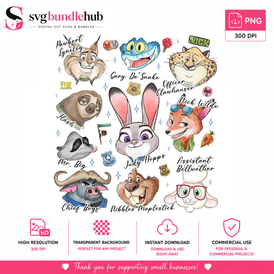 Zootopia Characters Bundle PNG | SvgBundleHub