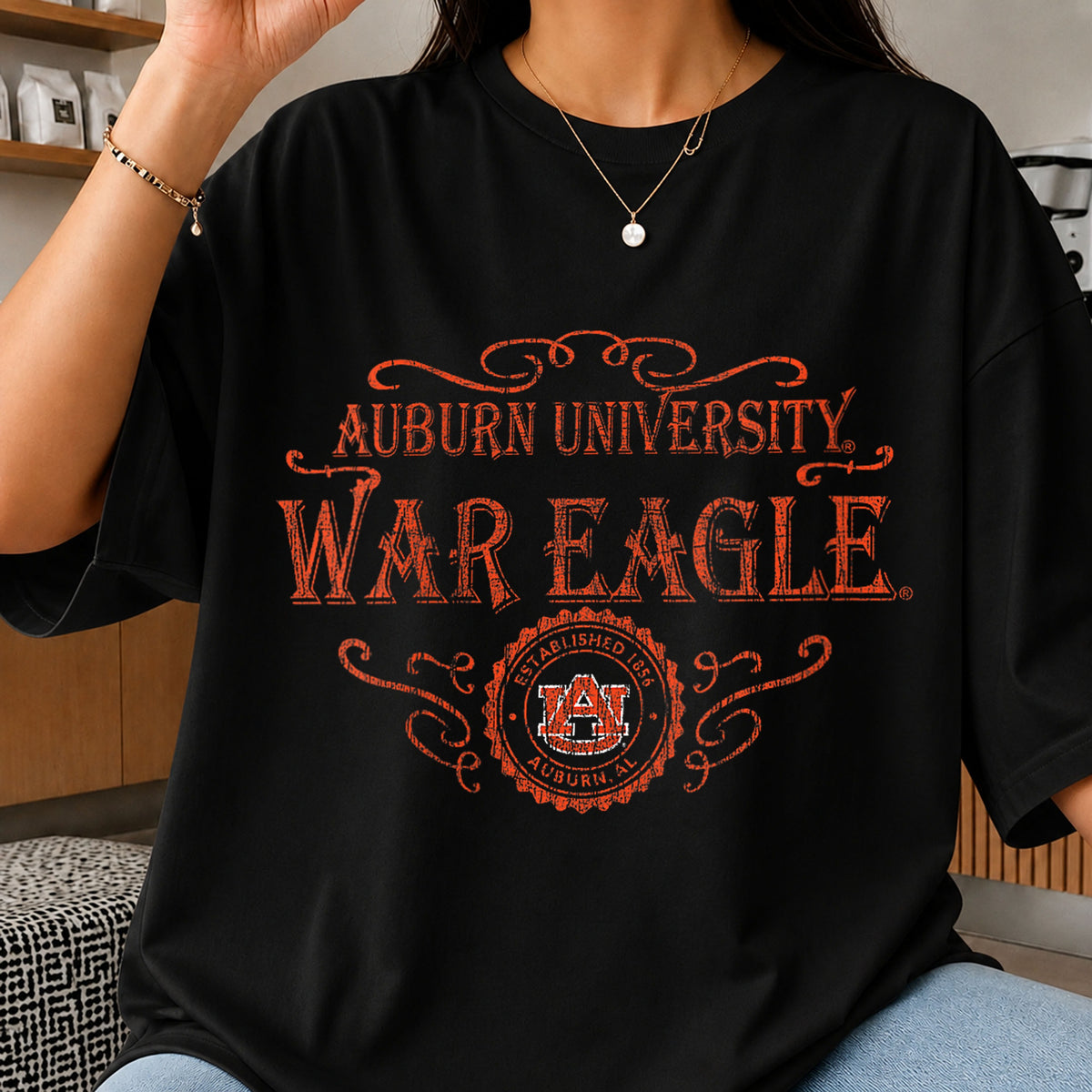 Auburn University War Eagle Distressed Vintage Seal PNG